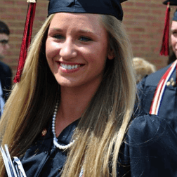 A photo of Liz Turcik in her W&J cap and gown.